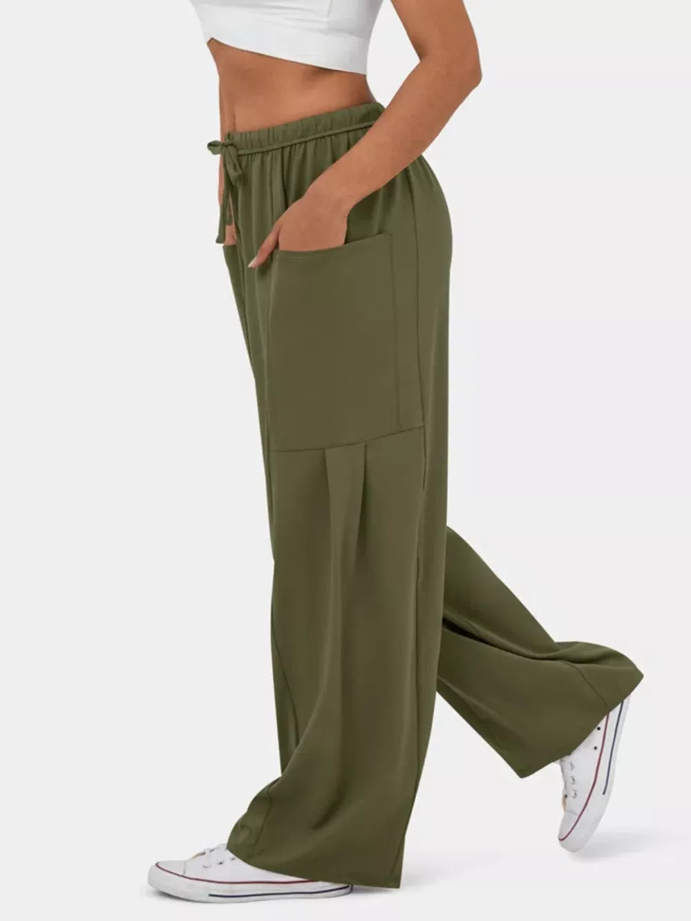 High-Waisted Drawstring Wide-Leg Pants, image 5