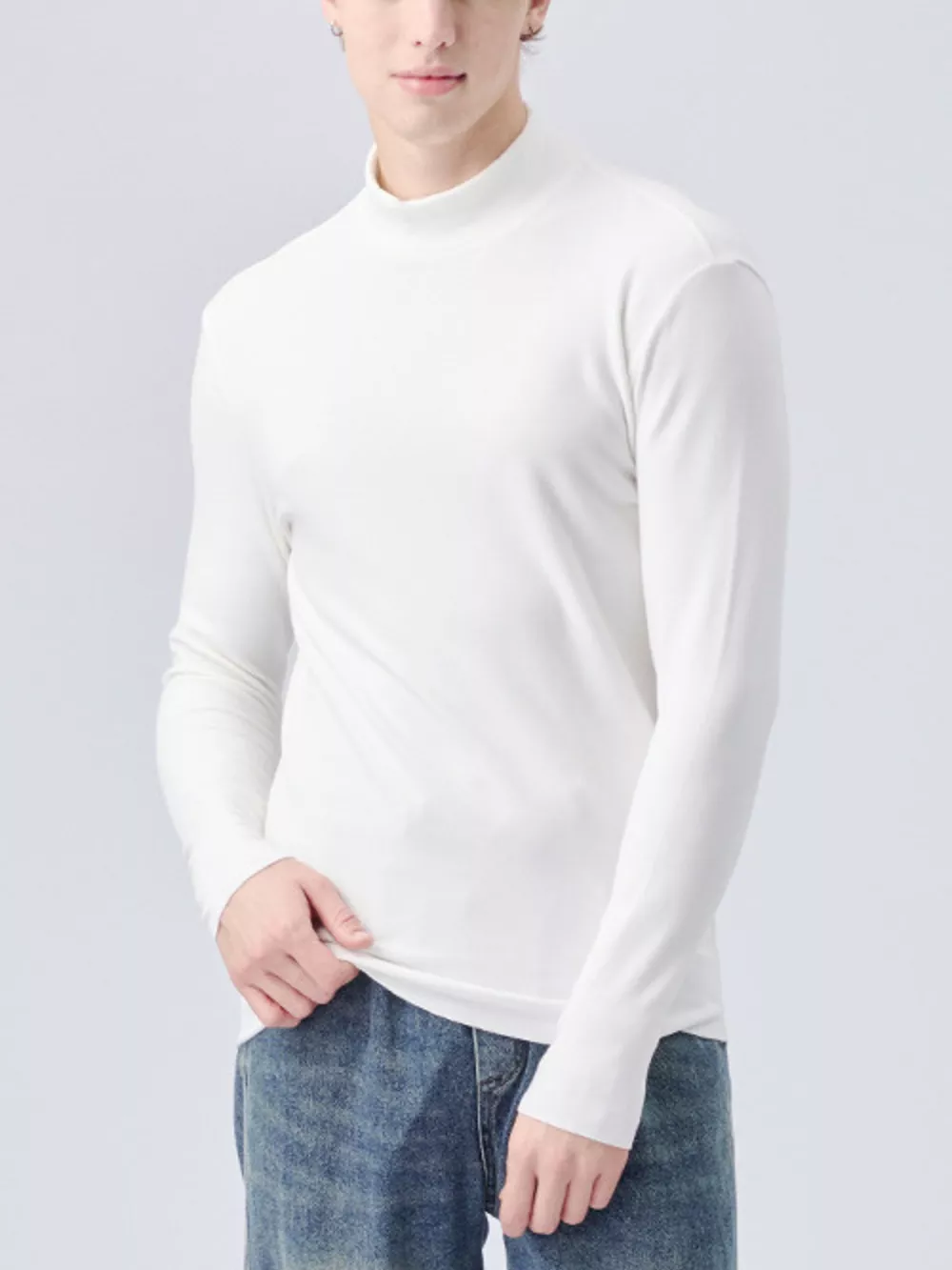 Men's Plus Size Mock Neck Long Sleeve Top, image 2
