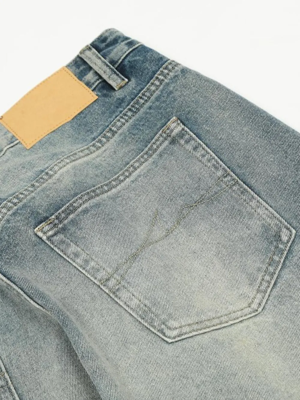 Men's Distressed Wide Leg Vintage Wash Jeans, image 17