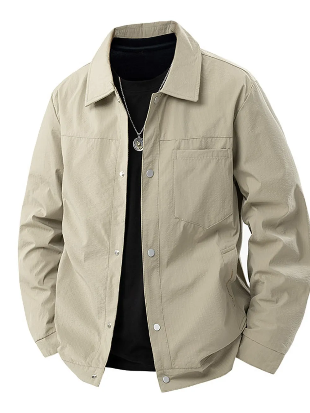 Men's Plus Size Lightweight Snap-Down Jacket, image 2