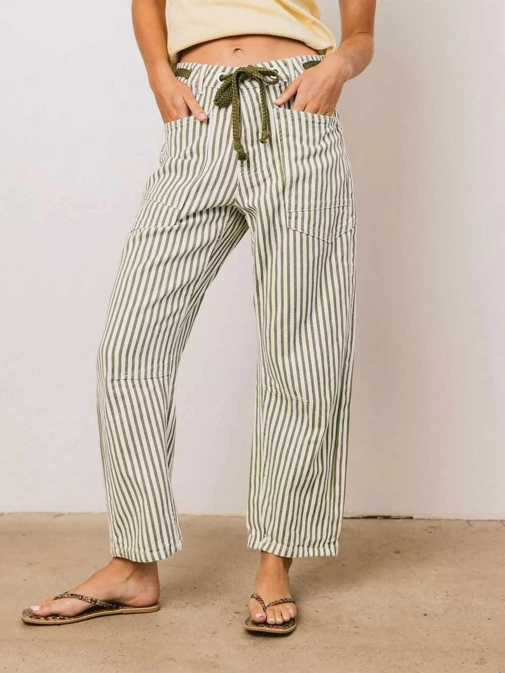 Drawstring Wide Leg Cropped Jeans, image 11