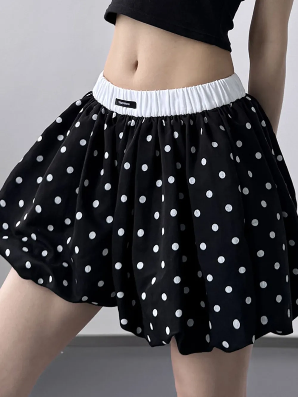 Polka Dot Bubble Shorts with Elastic Waistband, image 2
