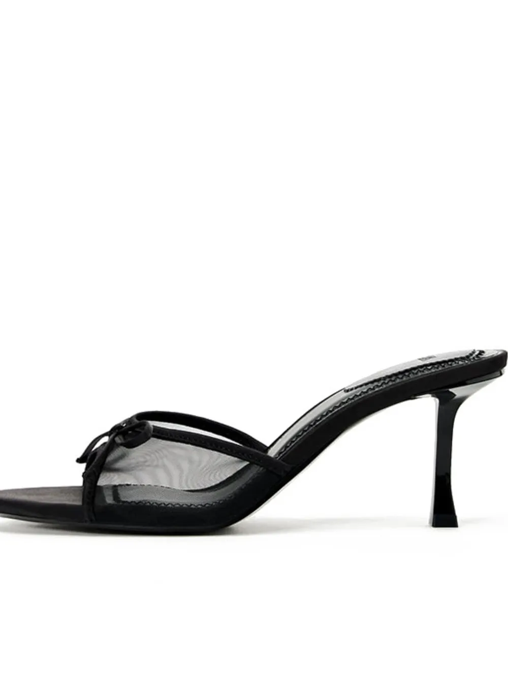 Bow Detail Stiletto Heel Mule Sandals, image 3