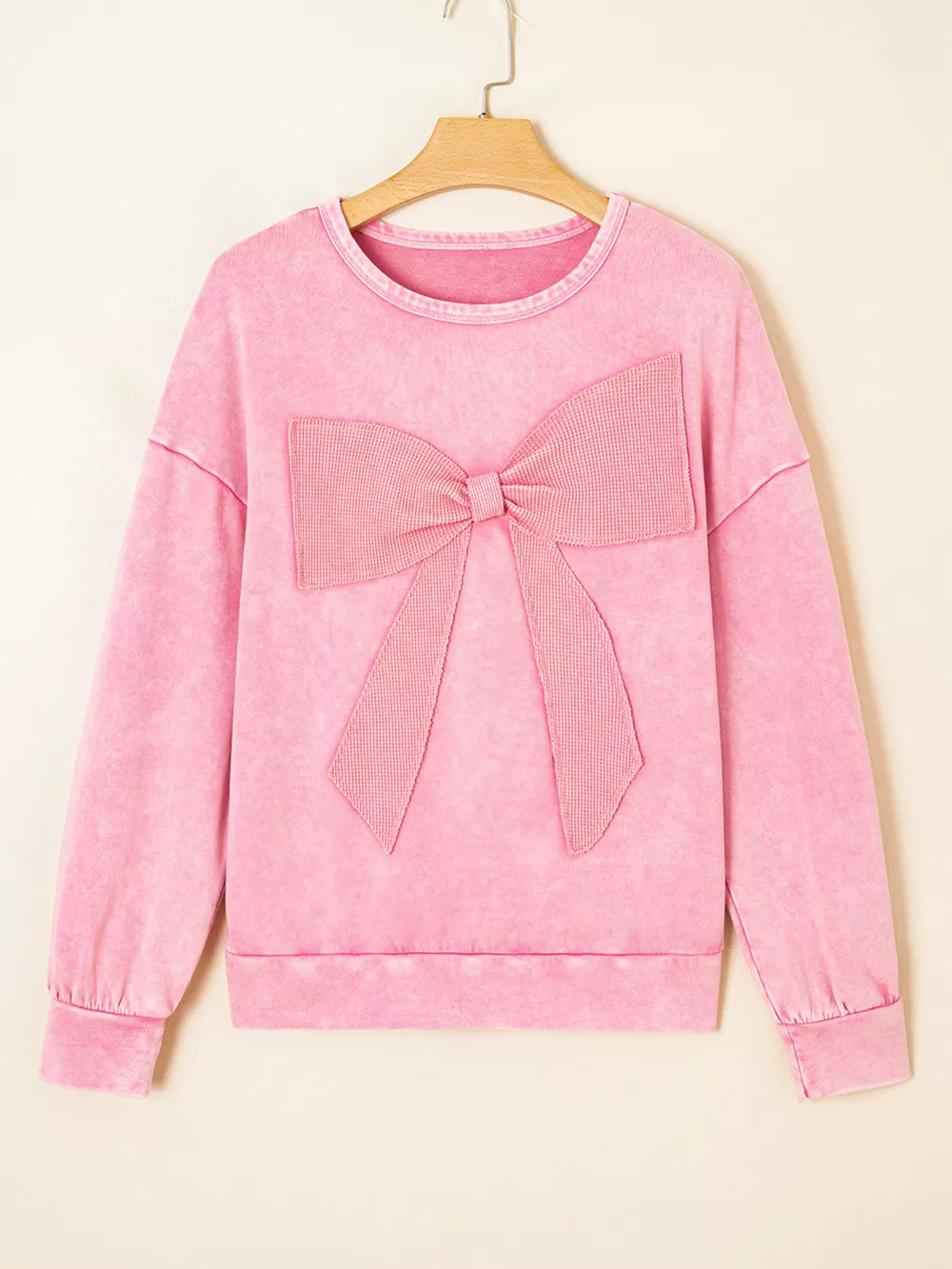 Mineral Wash Bow Patchwork Sweatshirt, image 8