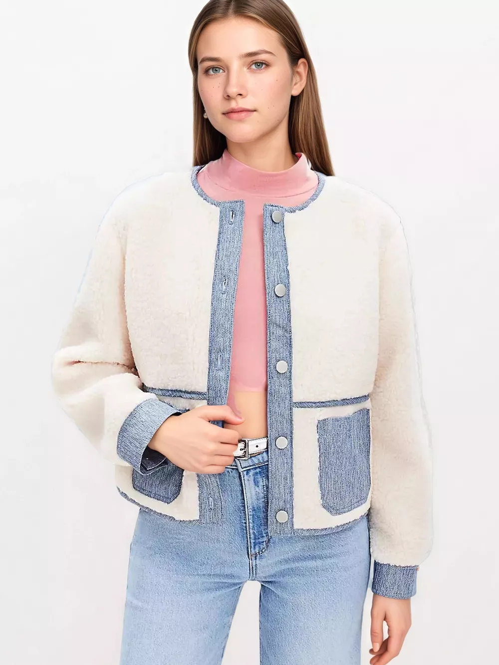 Contrast Trim Teddy Jacket, image 2