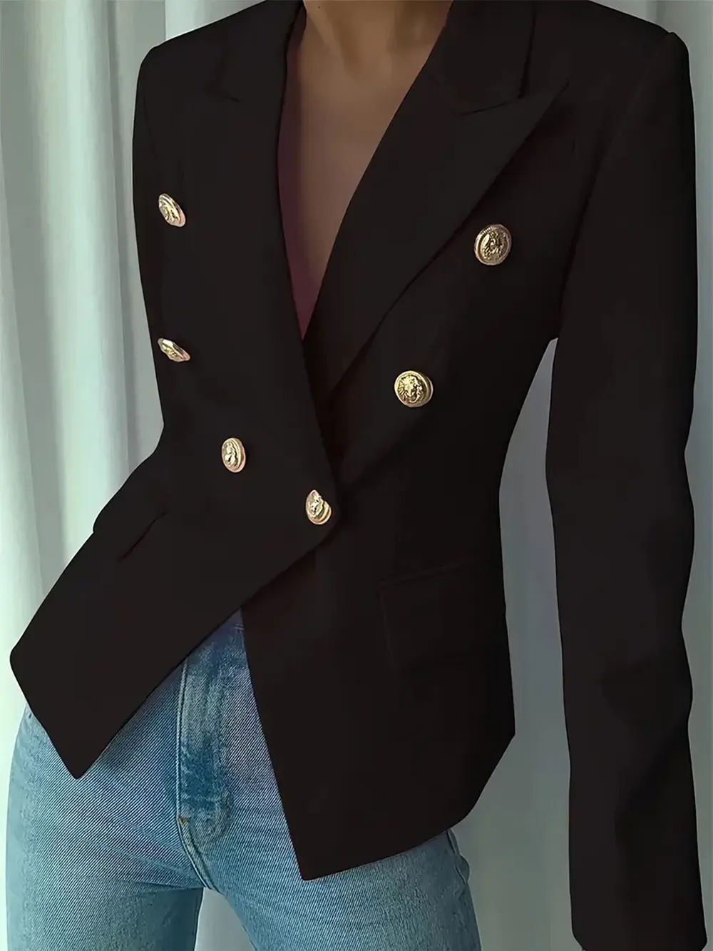 Decor Button Lapel Collar Blazer, image 12