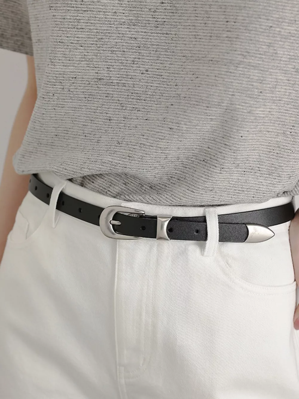 Leather Belt with Silver Buckle