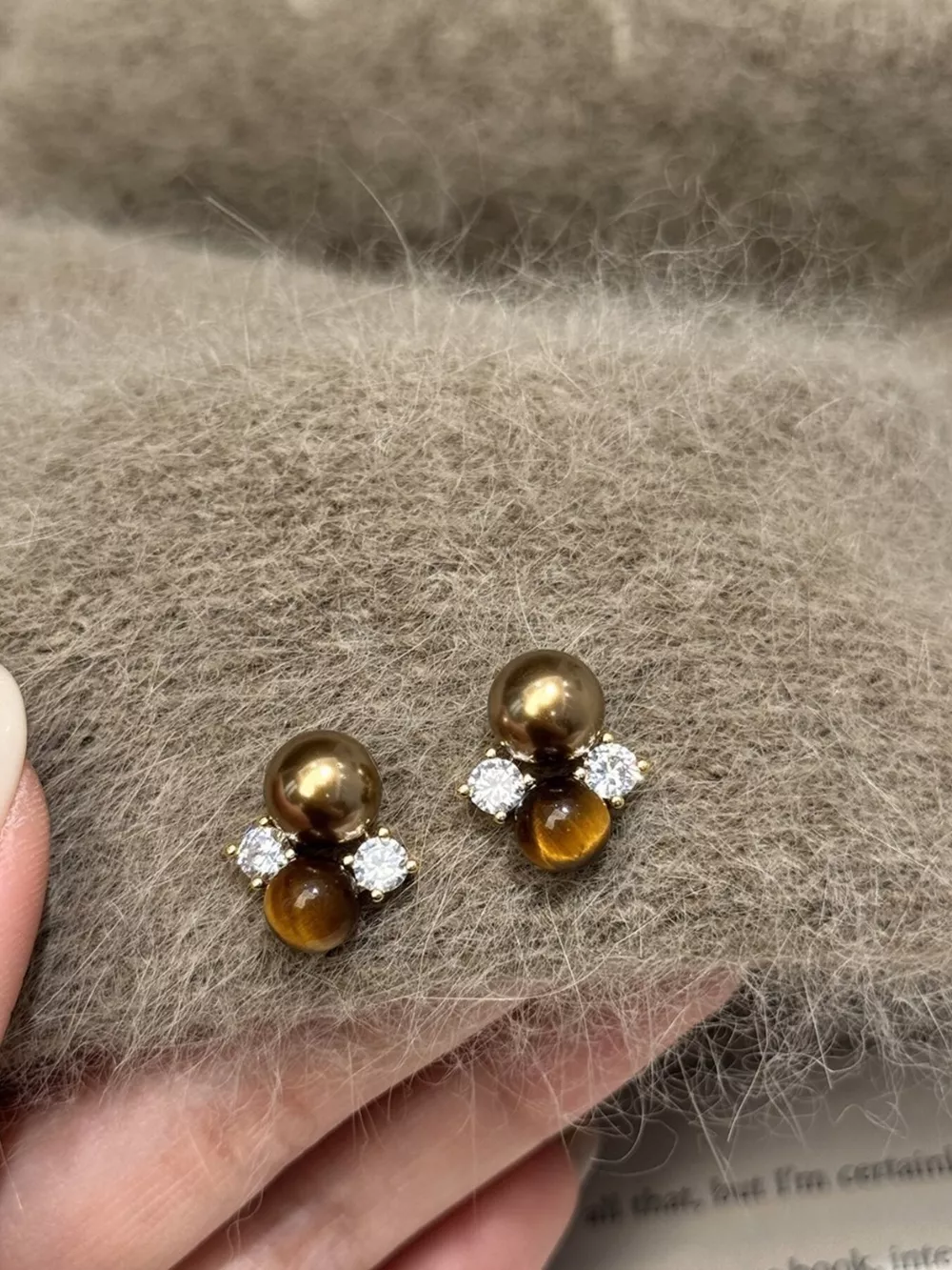 Tiger Eye Stud Earrings, image 2