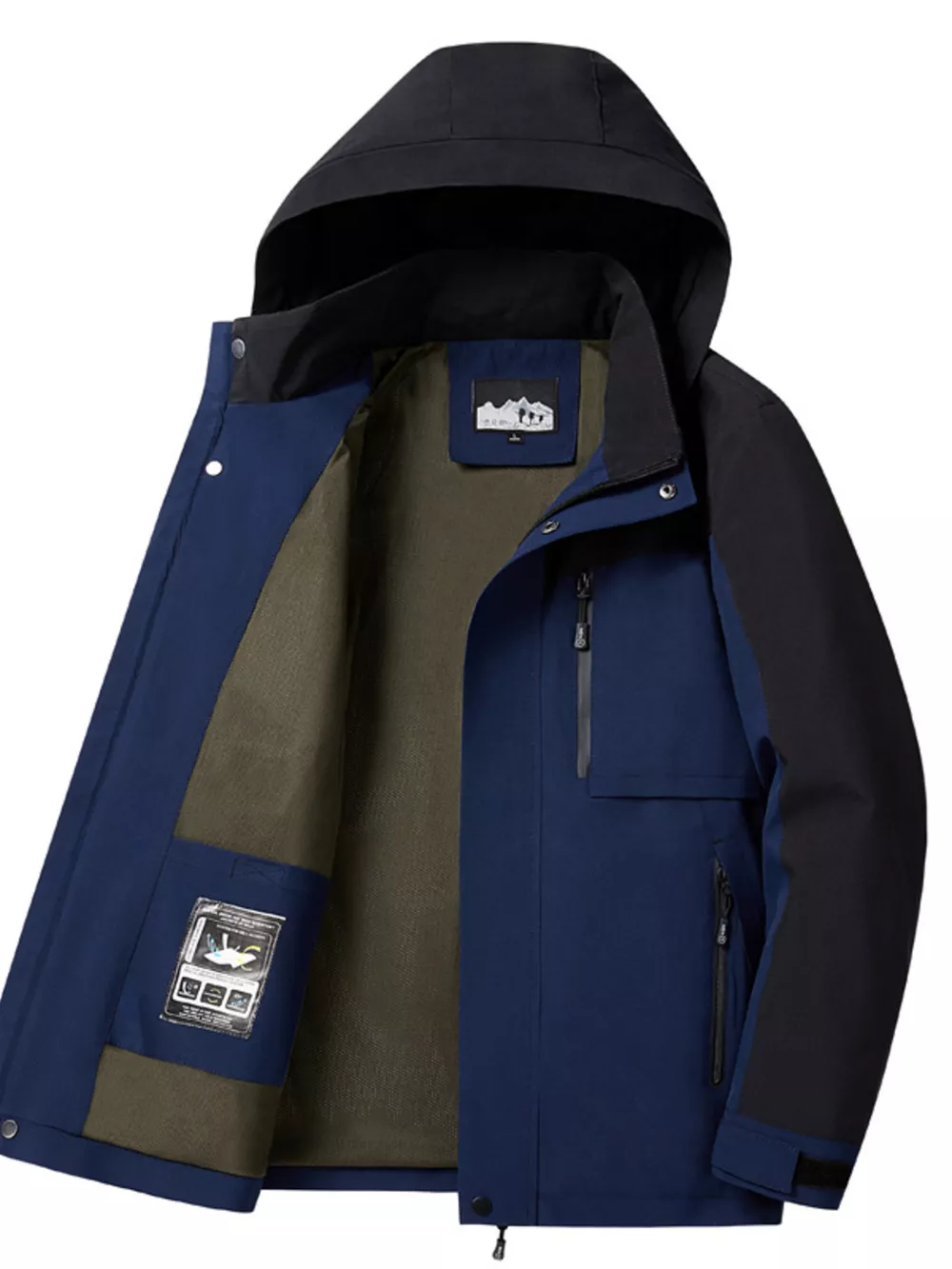 Men's Plus Size Two-Tone Hooded Outdoor Jacket, image 5