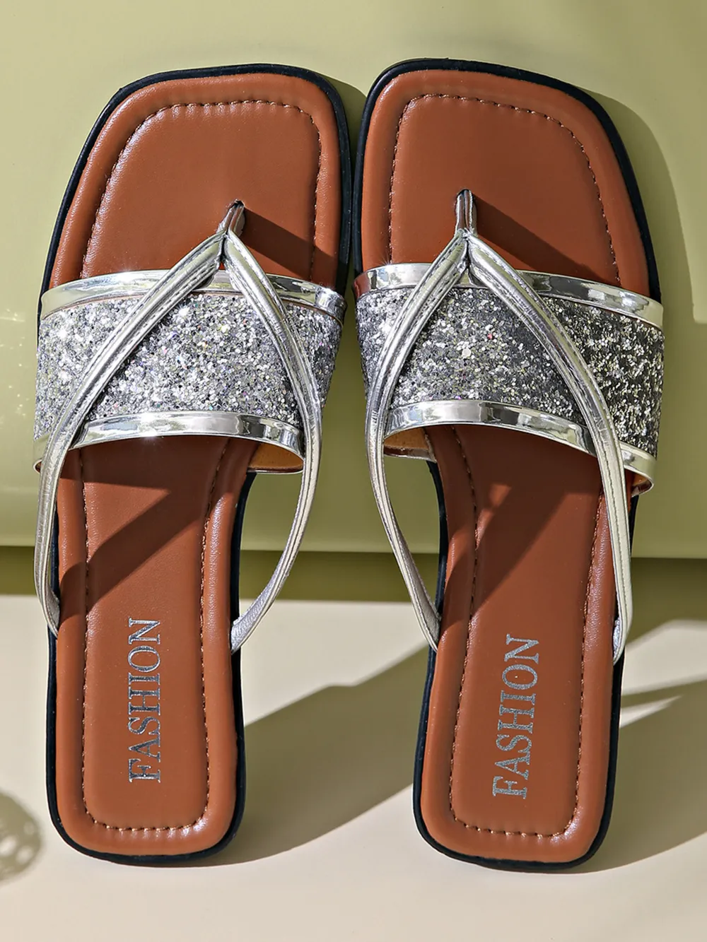 Glitter Cross-Strap Sandals, image 5