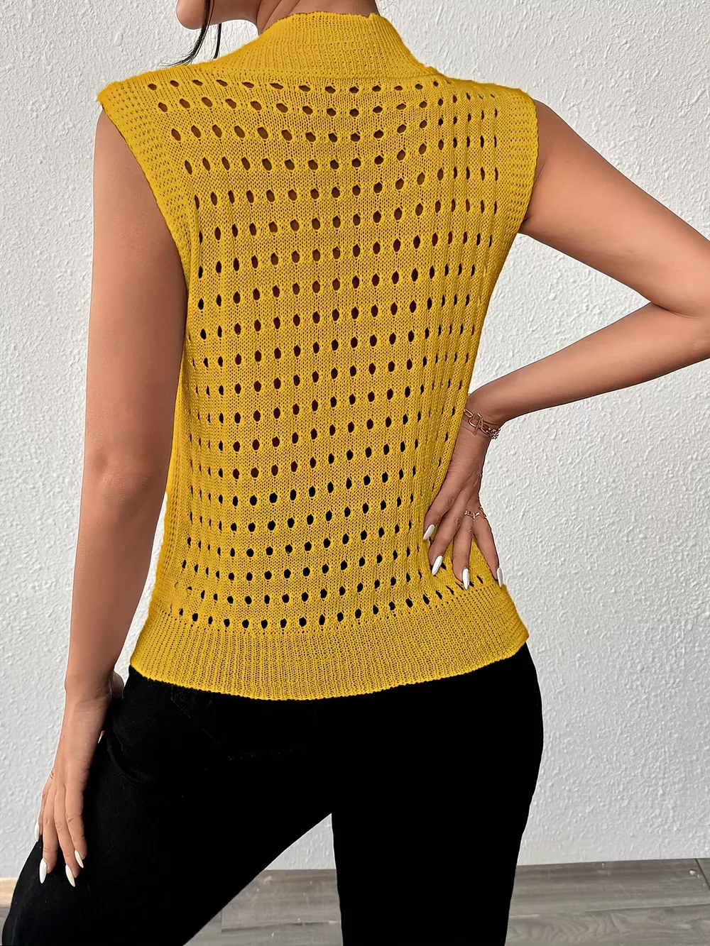 Hollow Out Round Neck Knit Tank, image 11