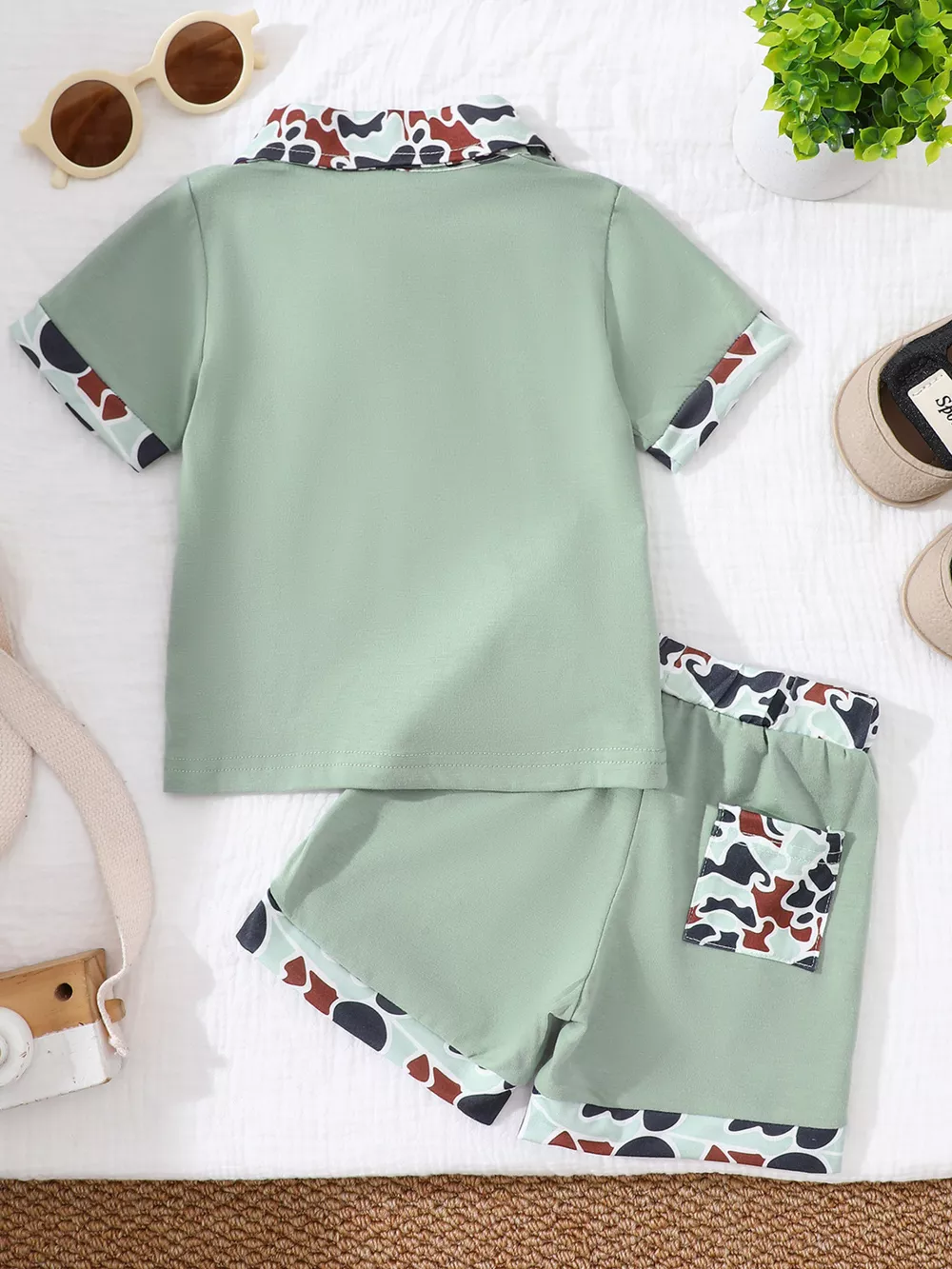 Children's Button Detail Polo Shirt & Shorts Set, image 16