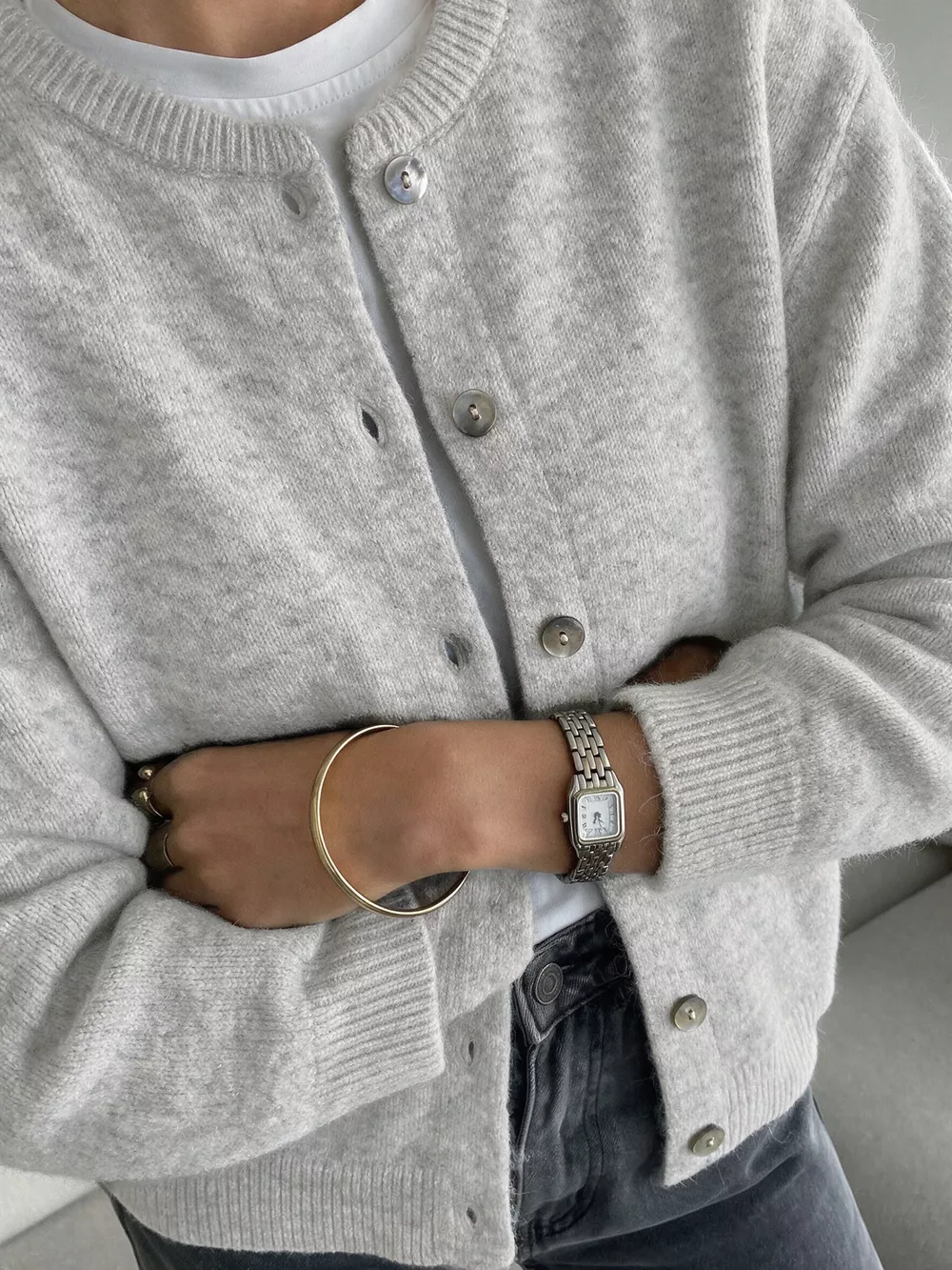 Crew Neck Button-Down Cardigan, image 2