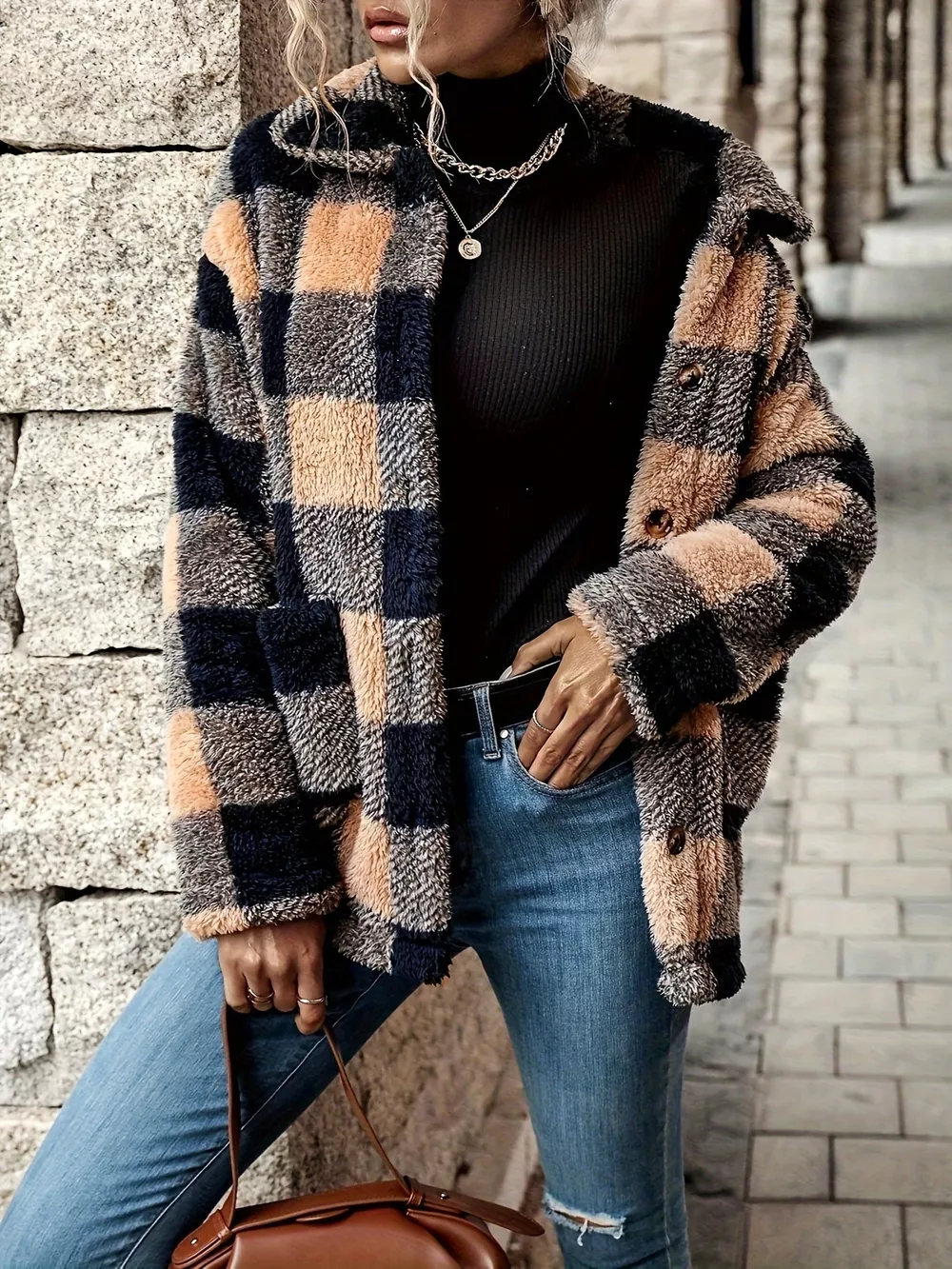 Plaid Sherpa Button-Down Outerwear, image 3