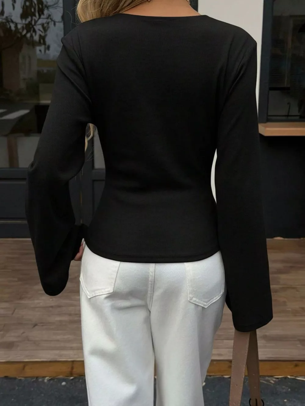 Wrap-Front Long Sleeve T-Shirt, image 10