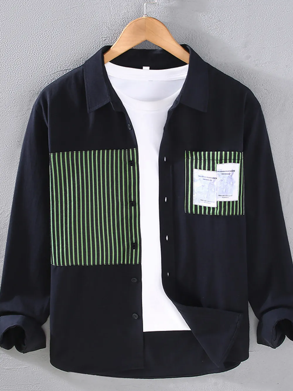 Men's Plus Size Striped Button Up Long Sleeve Shirt