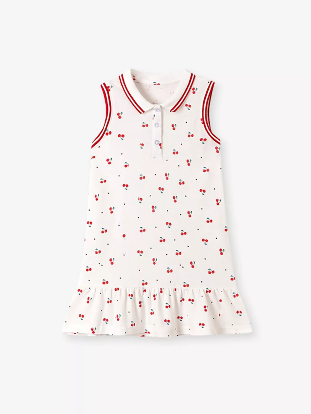 Children's Cherry Print Sleeveless Polo Dress, image 5