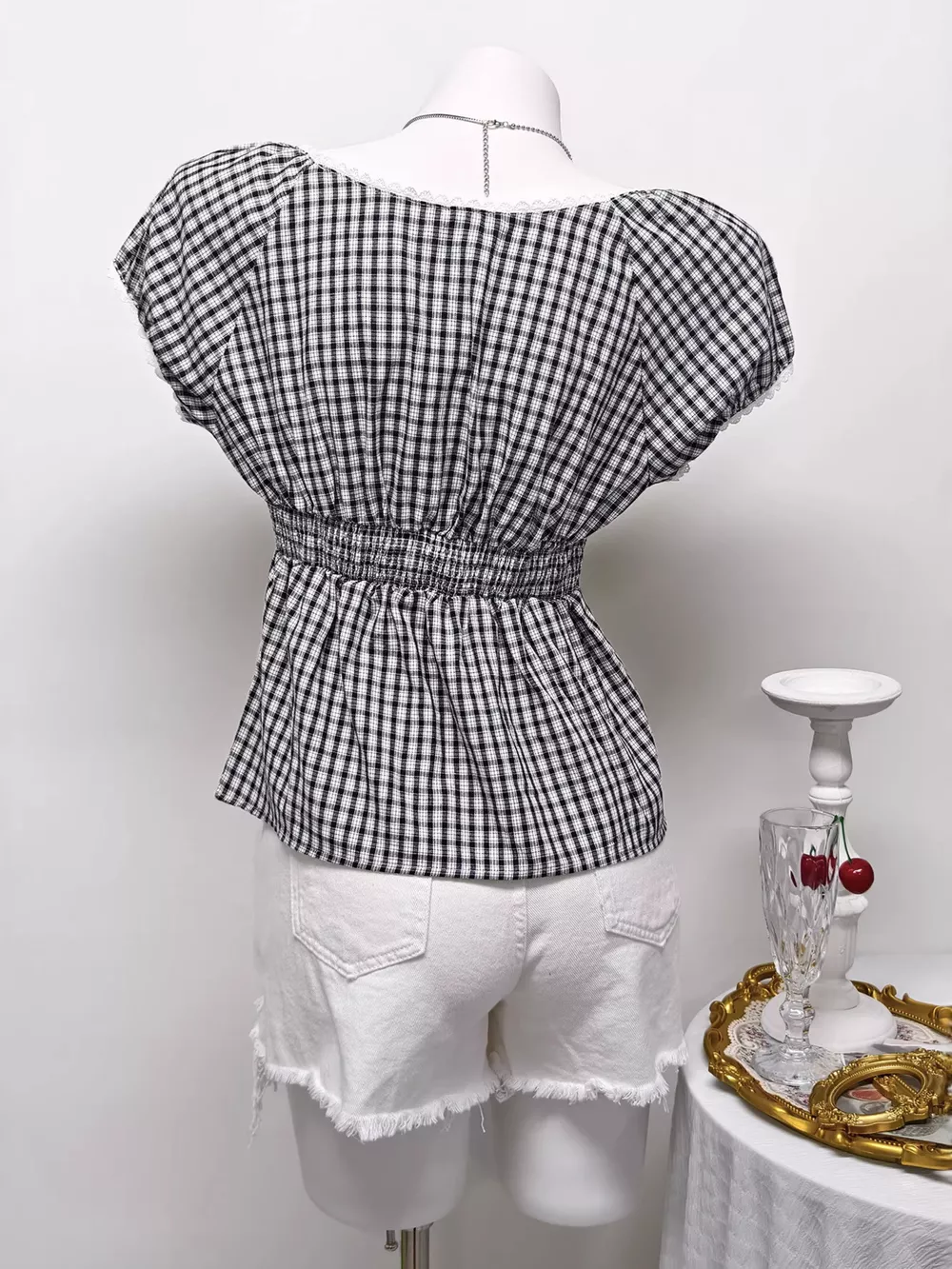 Plaid Short Sleeve Blouse, image 6