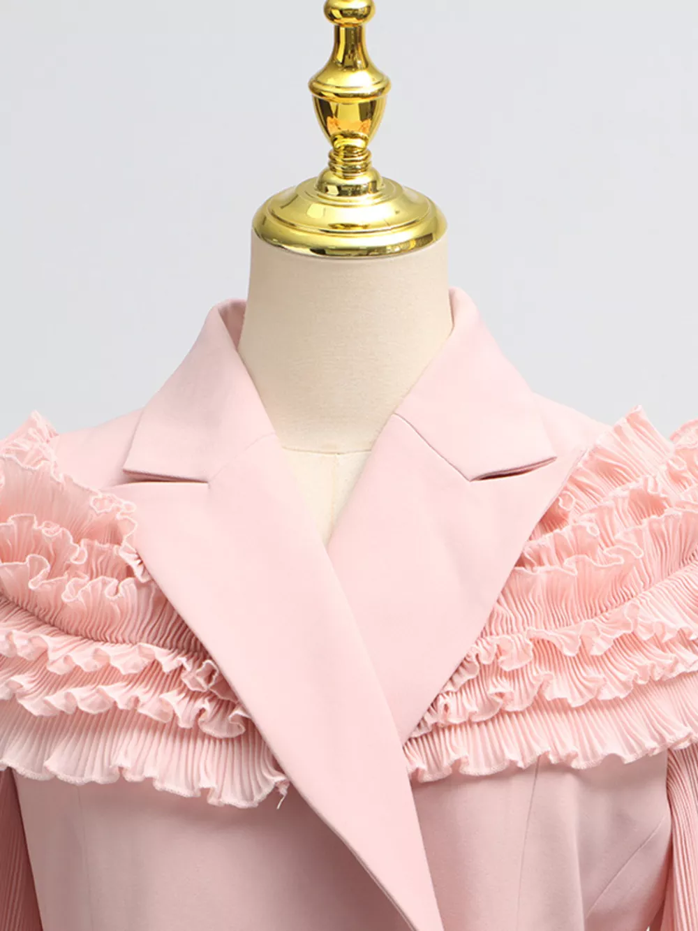 Frill Lapel Collar Top and Pleated Skirt Set, image 10