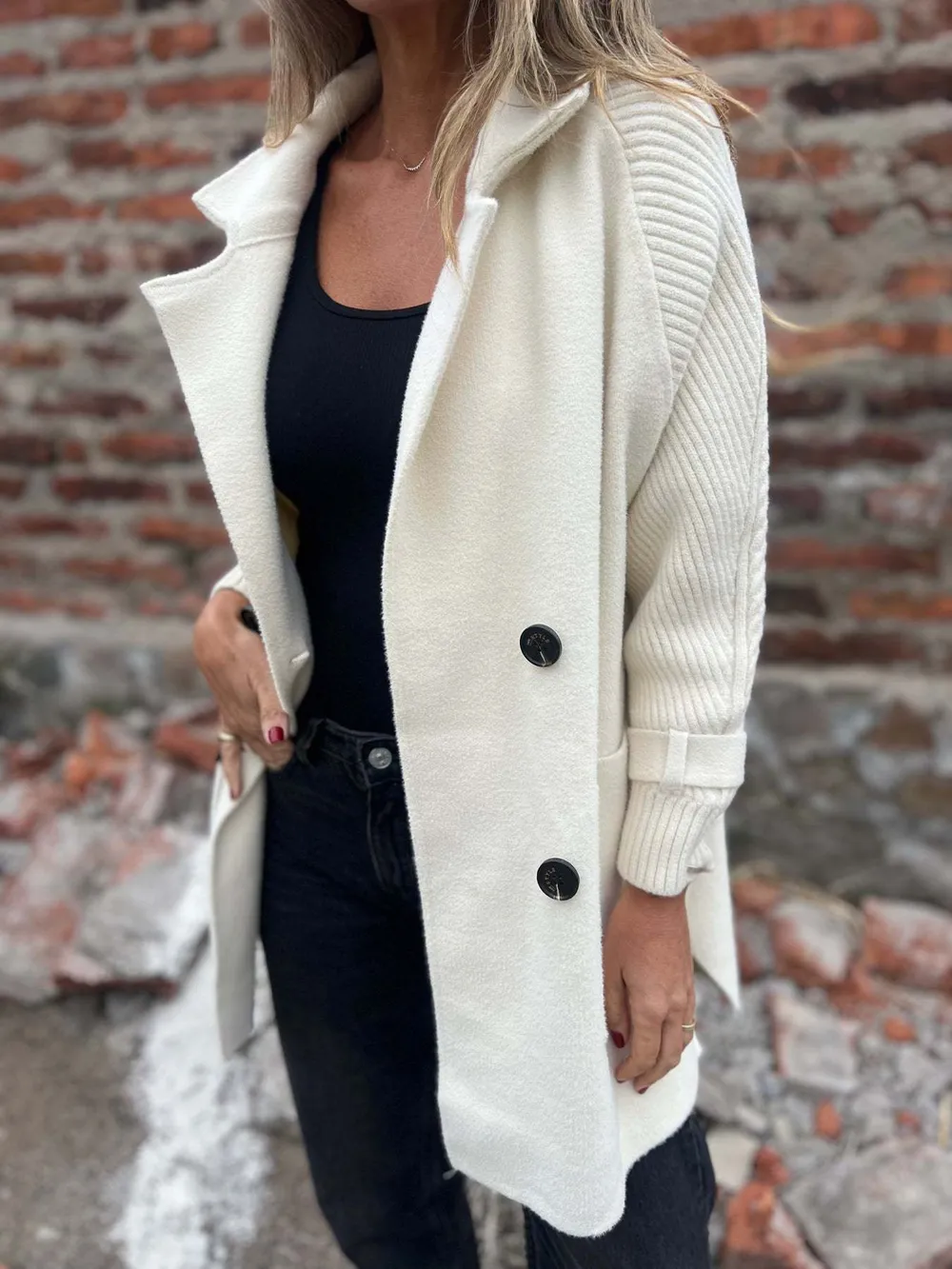 Full Size Texture Knit Longline Coat Plus Size, image 15