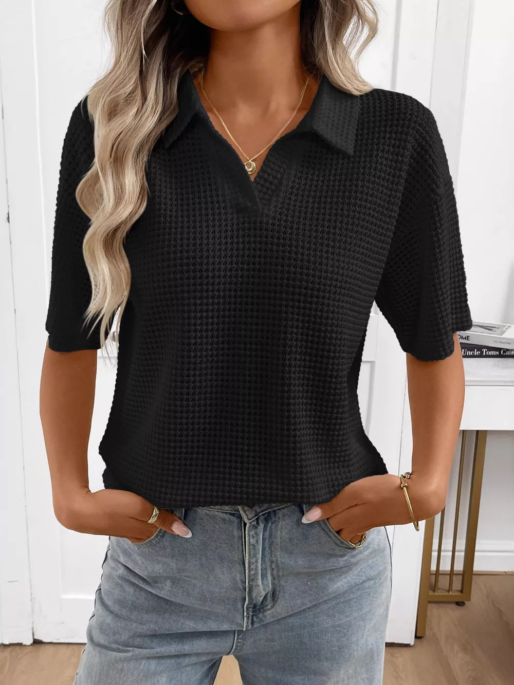 Striped Knit Short Sleeve Top, image 14