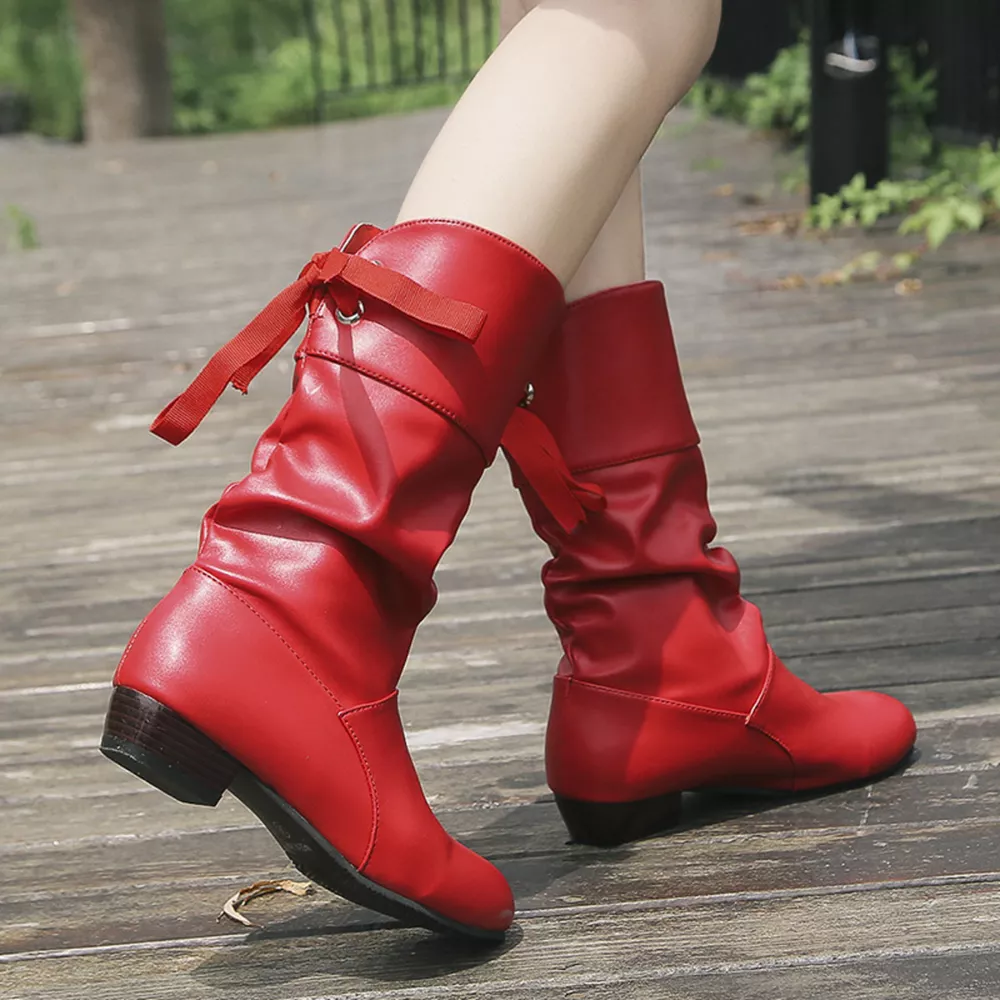 Round Toe Block Heels Boots, image 5
