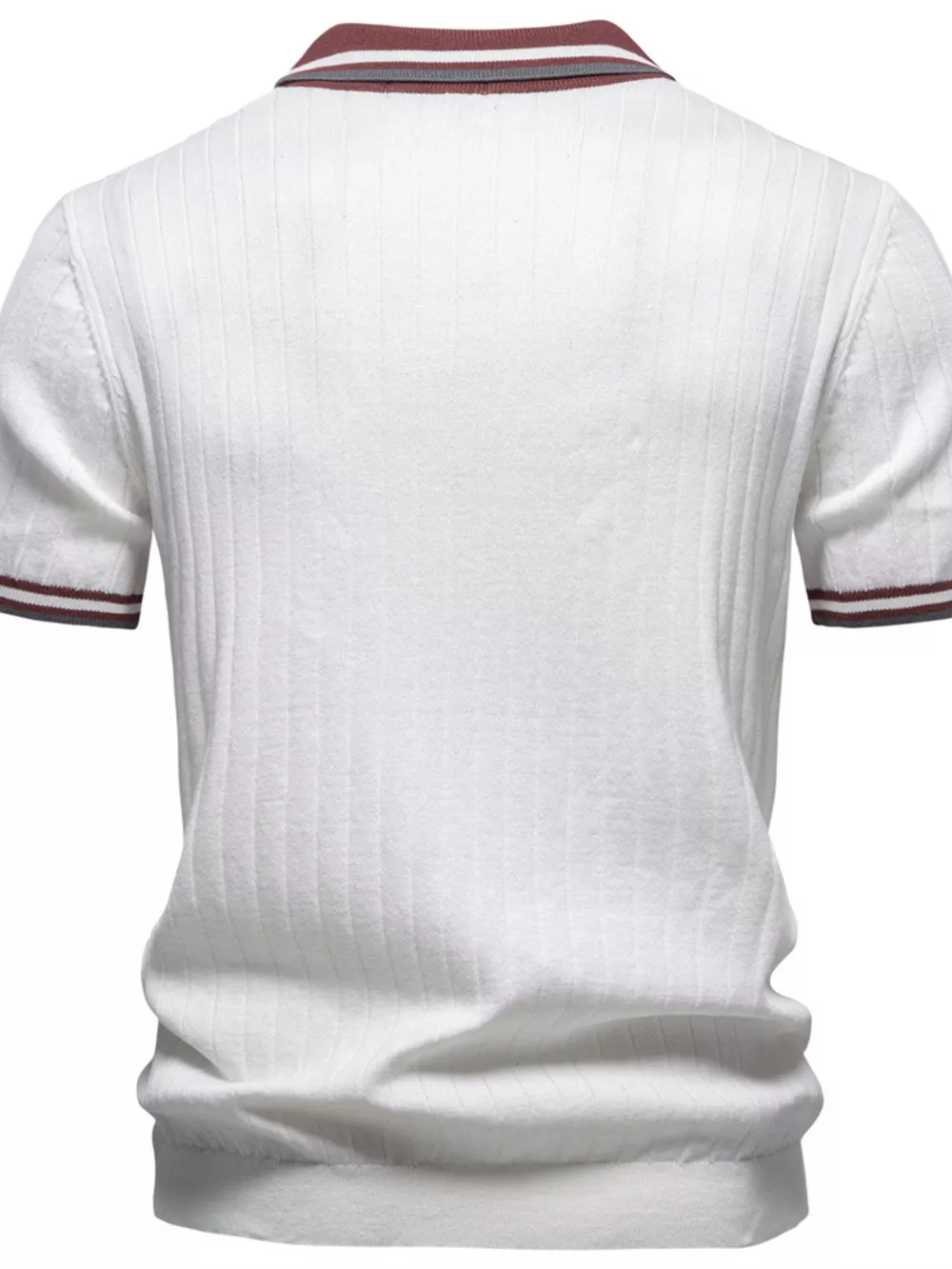 Men's Classic Ribbed Knit Short Sleeve Polo, image 3