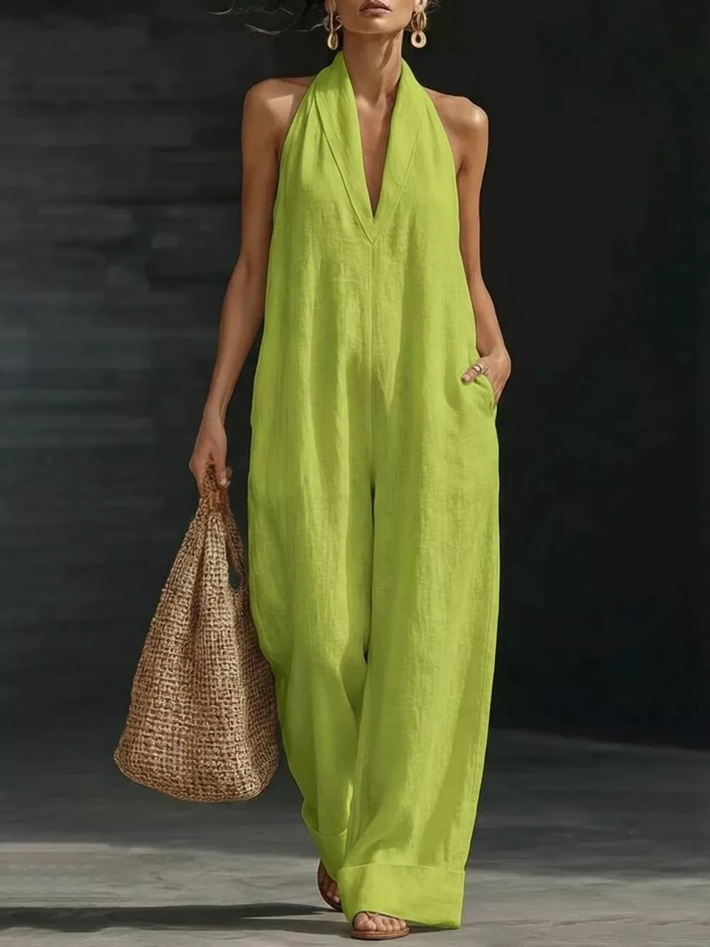 Halter Neck Wide-Leg Jumpsuit, image 6