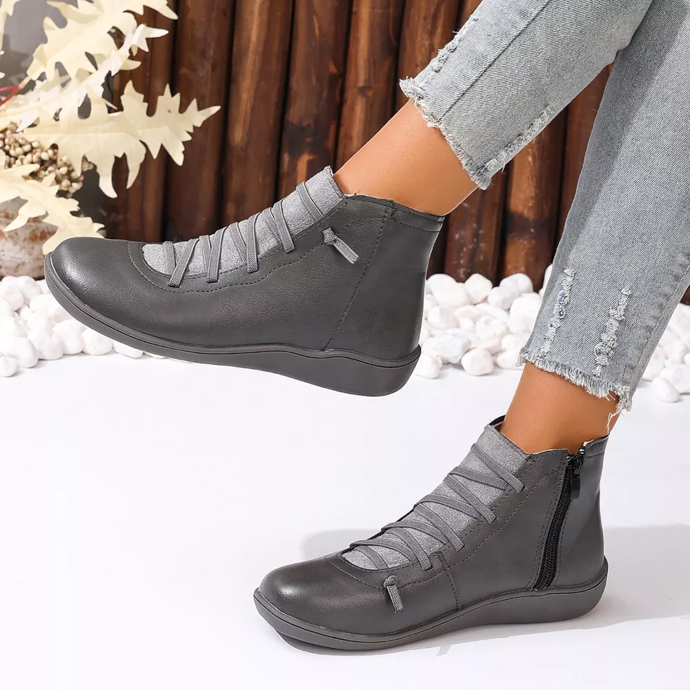 Lace-Up Faux Leather Ankle Boots, image 28