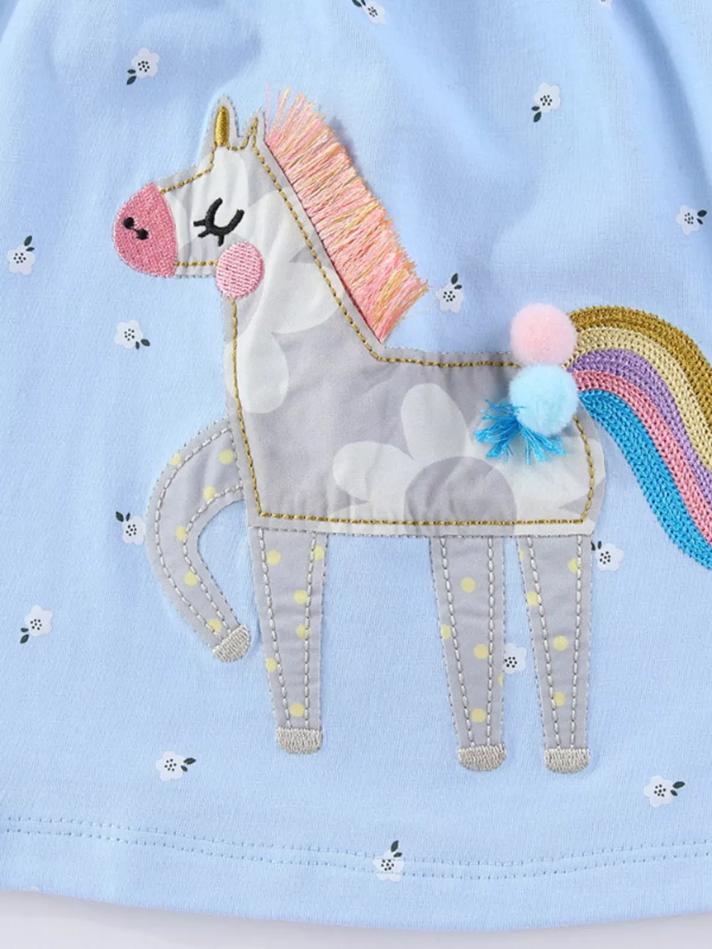 Children's Floral Unicorn Round Neck Dress, image 2