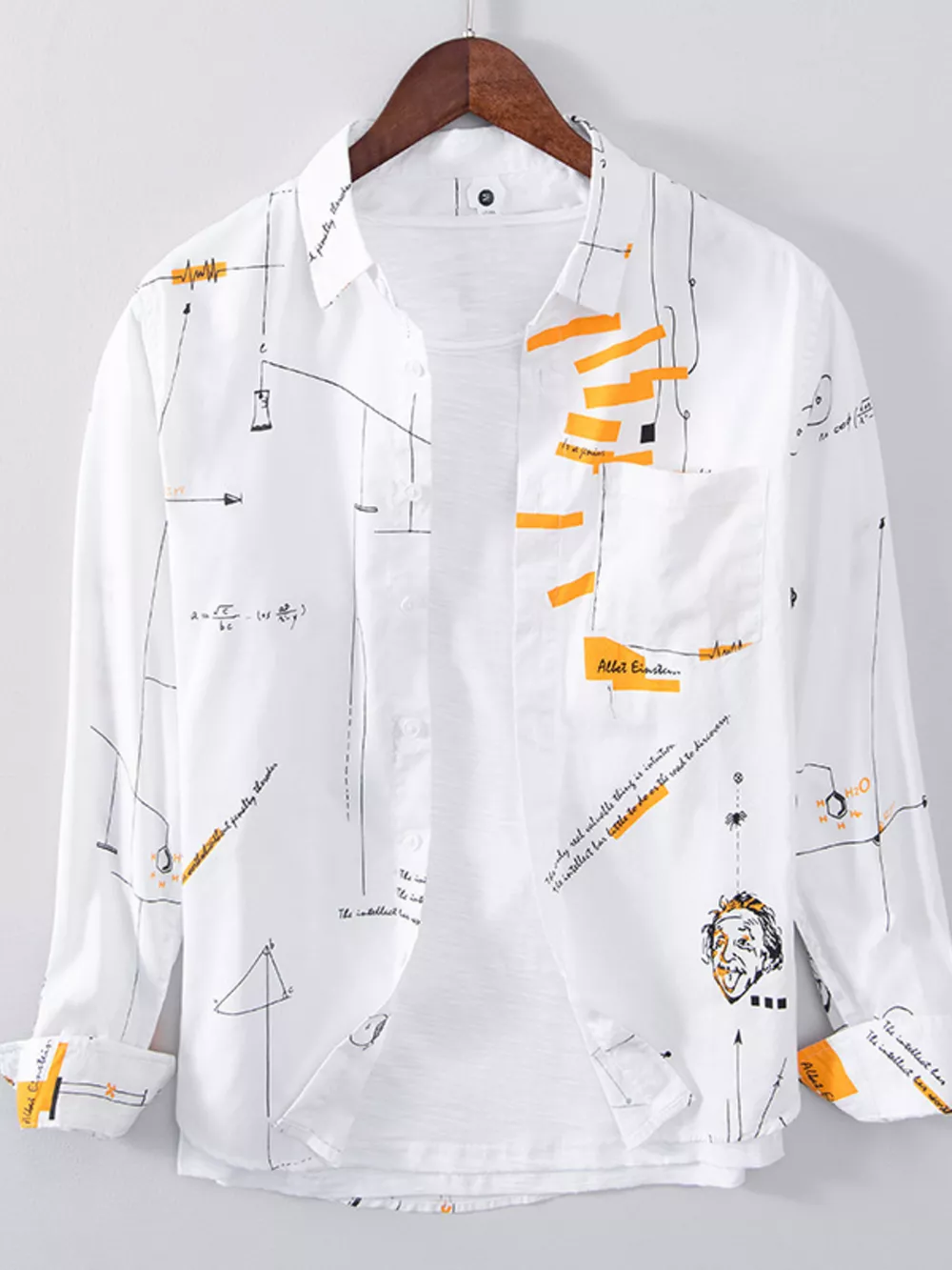 Men's Plus Size Casual Printed Long Sleeve Shirt, image 2