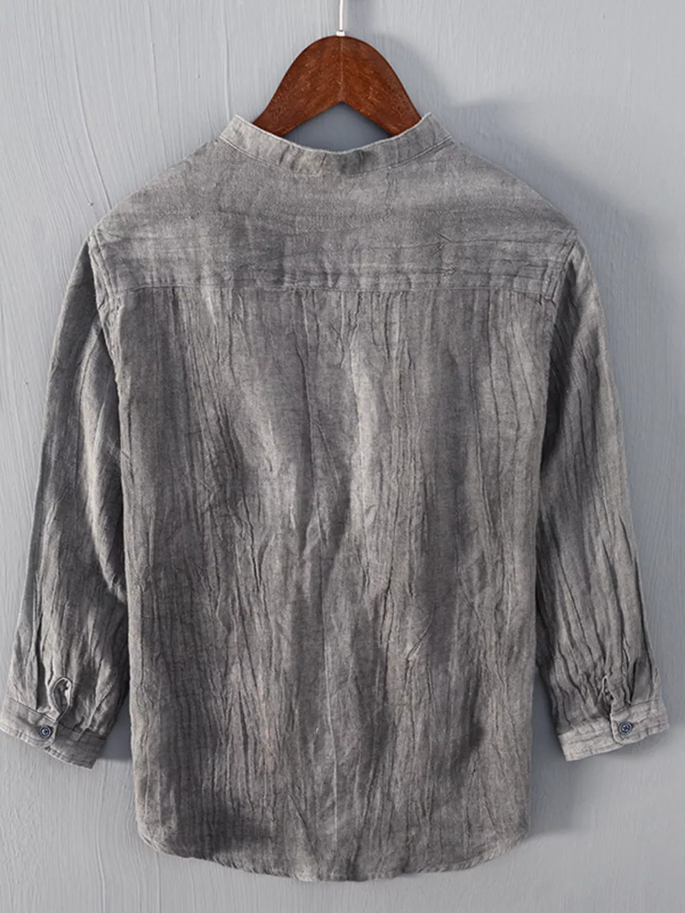 Men’s Casual Linen Three-Quarter Sleeve Shirt, image 2