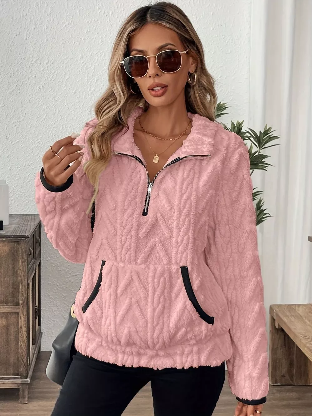 Cozy Sherpa Half Zip Sweatshirt, image 9