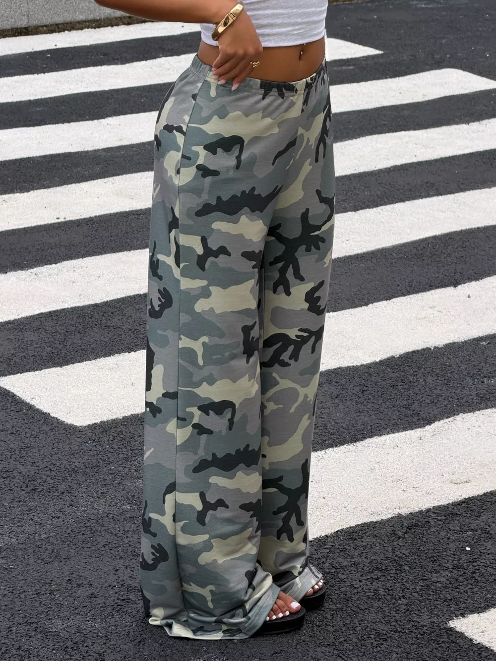 Camouflage Wide-Leg Casual Pants, image 4