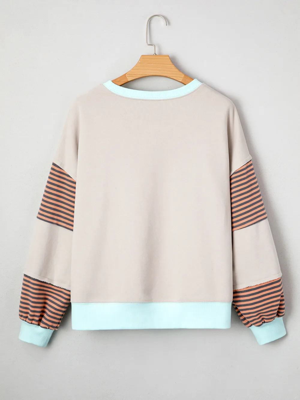 Striped Colorblock Patchwork Drop Shoulder Sweatshirt, image 9