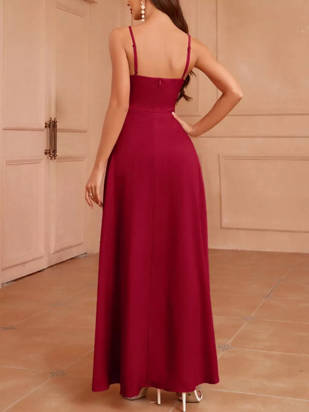 Slit Spaghetti Strap Maxi Dress, image 3