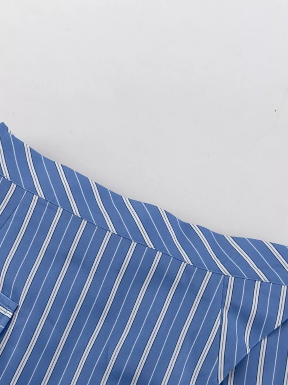 Striped Shirt and Asymmetrical Mini Skirt Set, image 11