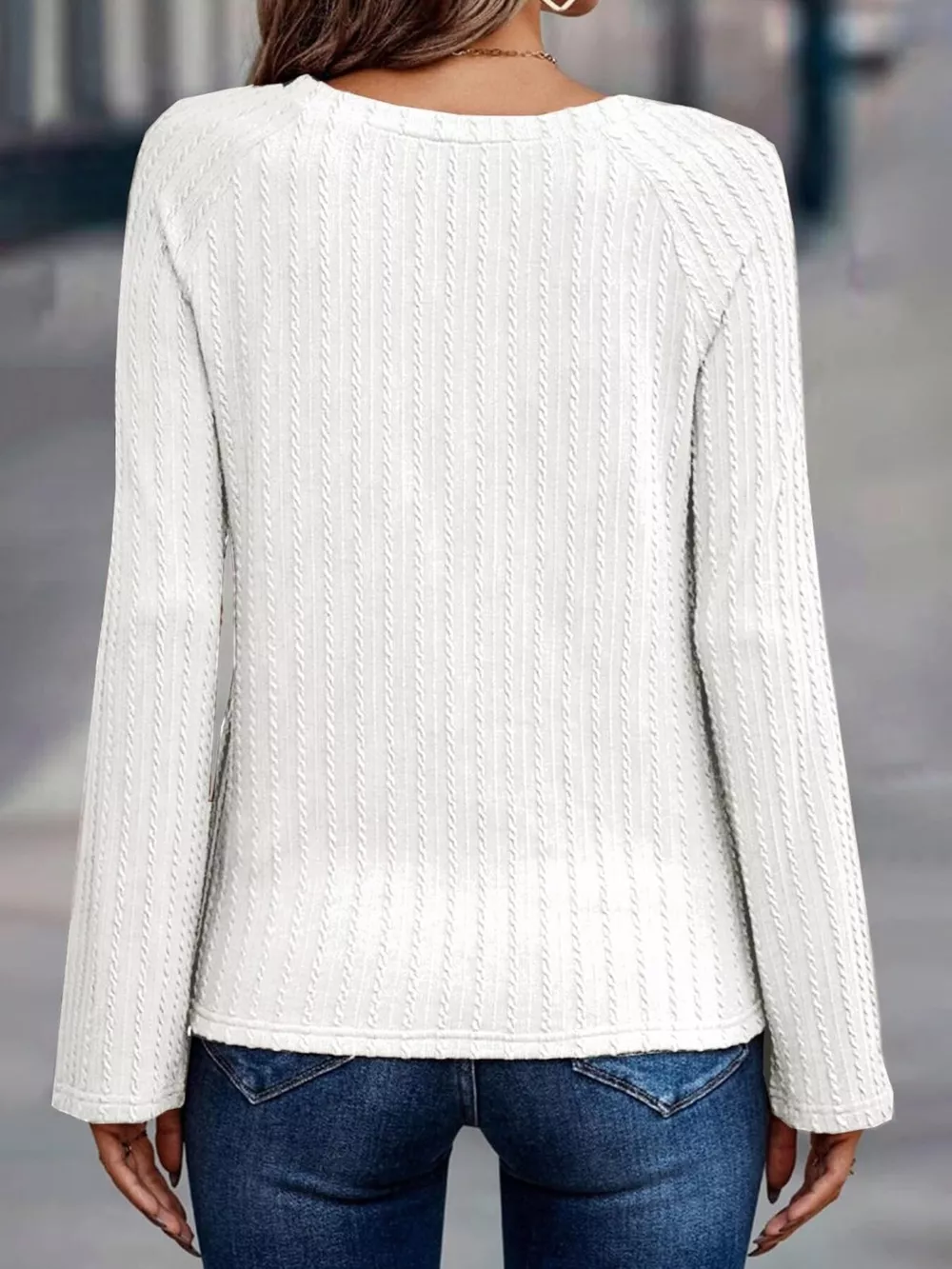 Textured Knit Long Sleeve T-Shirt, image 12