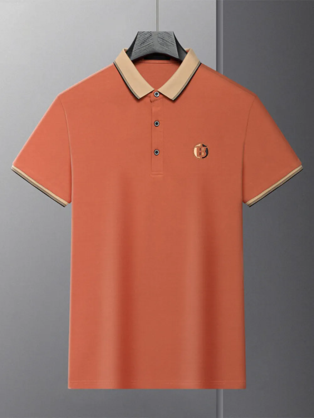 Men's Plus Size Contrast Collar Short Sleeve Polo Shirt, image 3