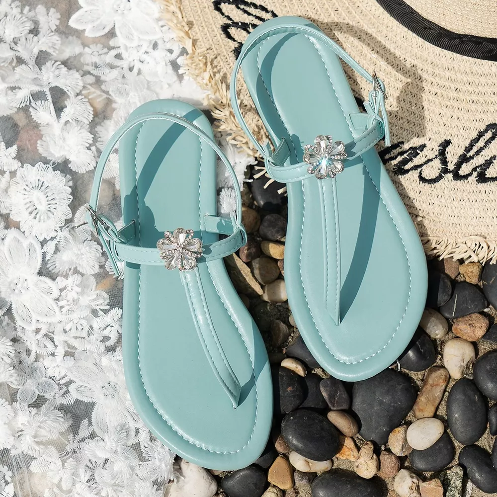 Floral Embellished Thong Sandals, image 11