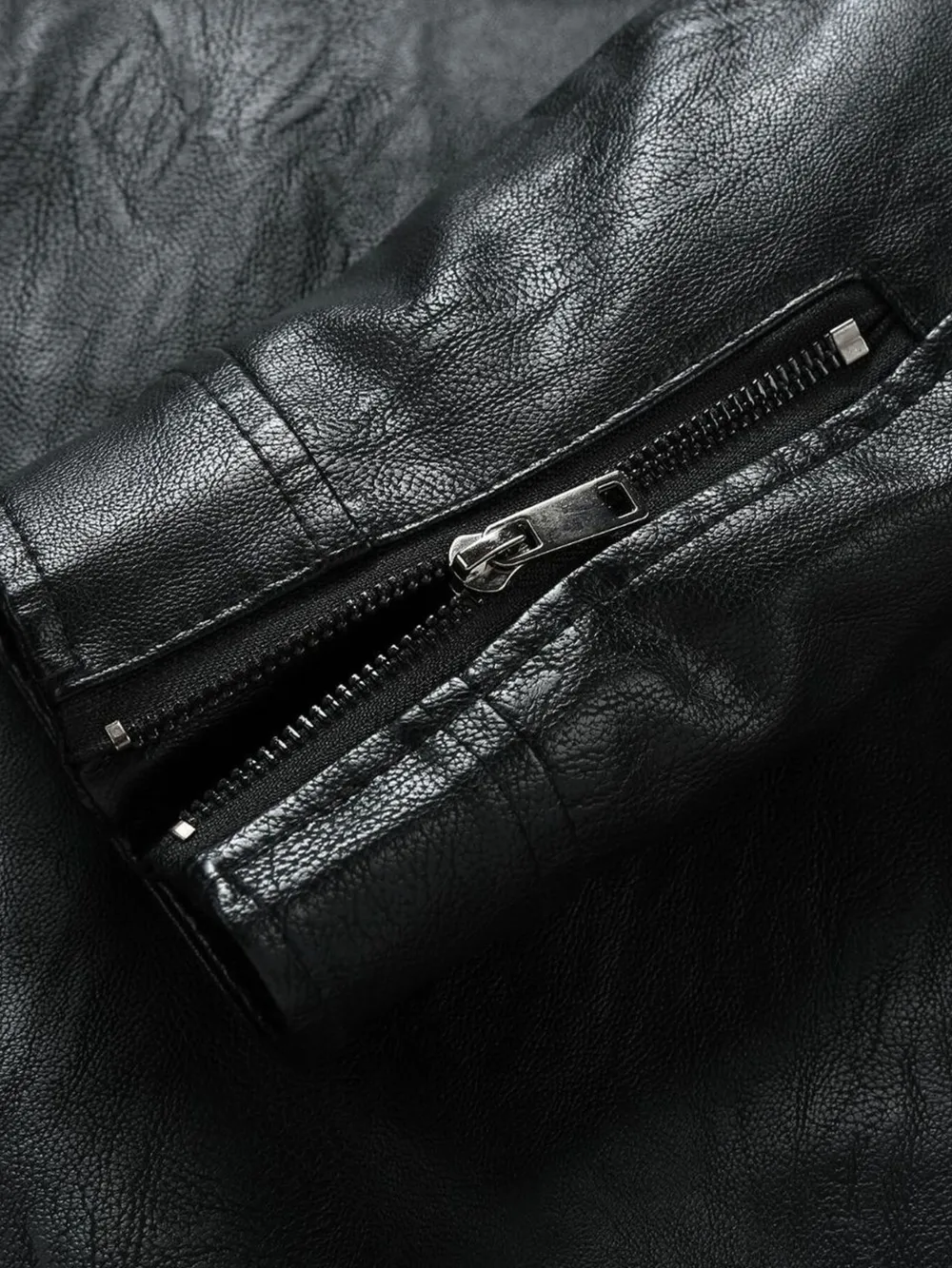 Men's Plus Size Zip Up Leather Moto Jacket, image 12