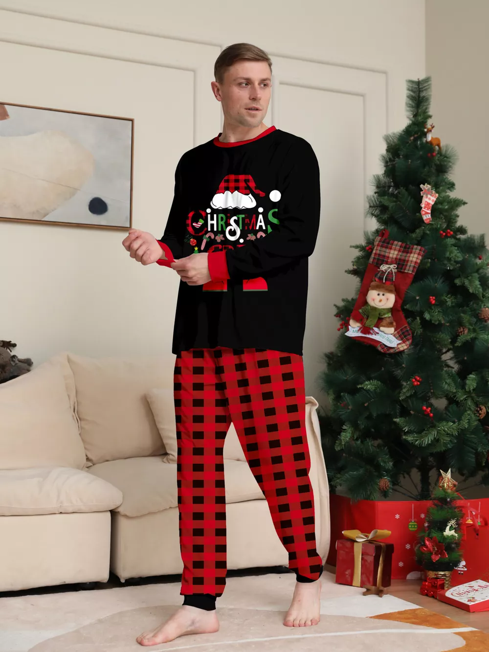 Full Size Matching Family Christmas Pajamas Set with Festive Graphic Plus Size, image 6