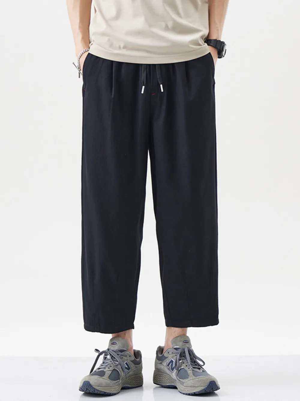 Men's Plus Size Casual Loose Cropped Pants