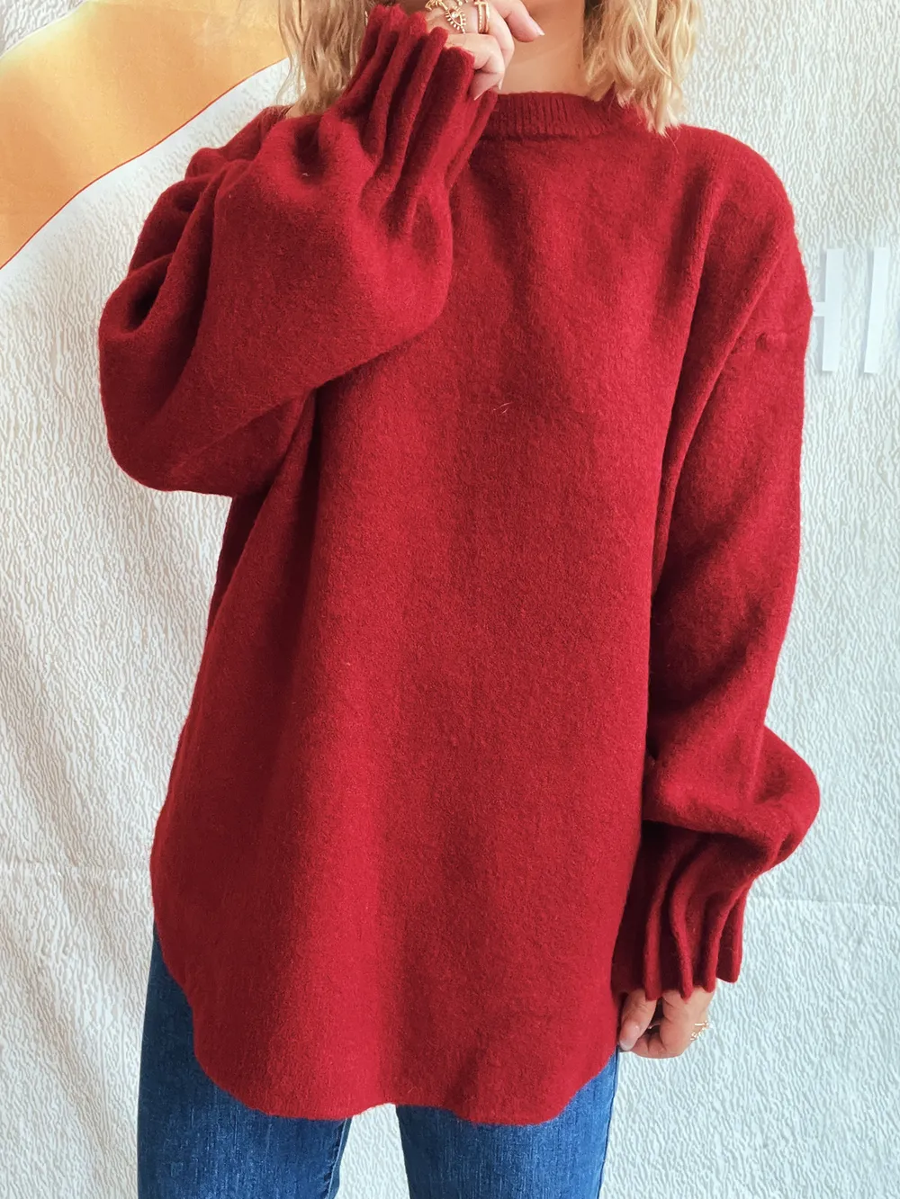 Round Neck Dropped Shoulder Sweater, image 21