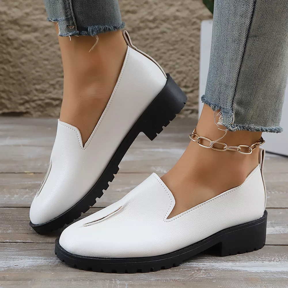 Round Toe Block Heels Loafers, image 8