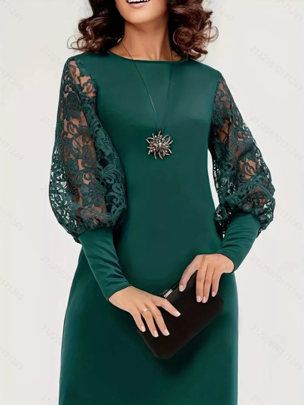 Lace Lantern Sleeve Dress, image 4
