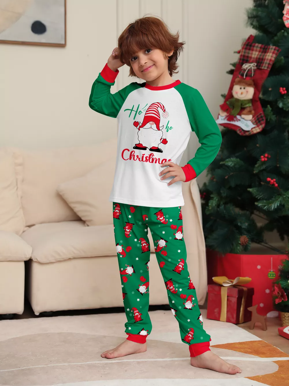 Full Size Christmas Gnome Print Matching Family Pajama Set Plus Size, image 9
