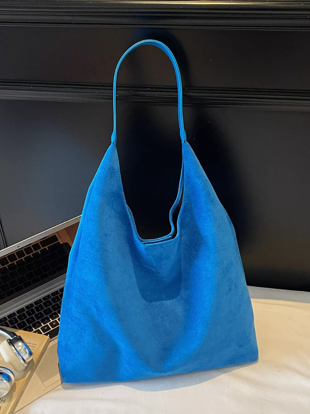 Solid Color Casual Suede Handbag, image 5
