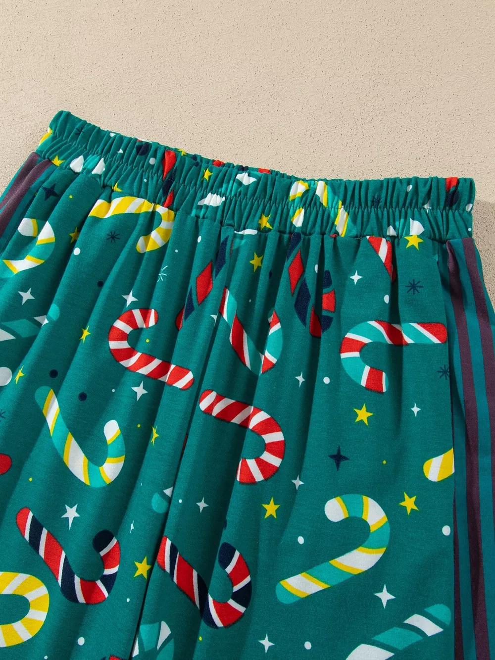 Abstract Candy Cane Print Long Sleeve Two Piece Lounge Set, image 12