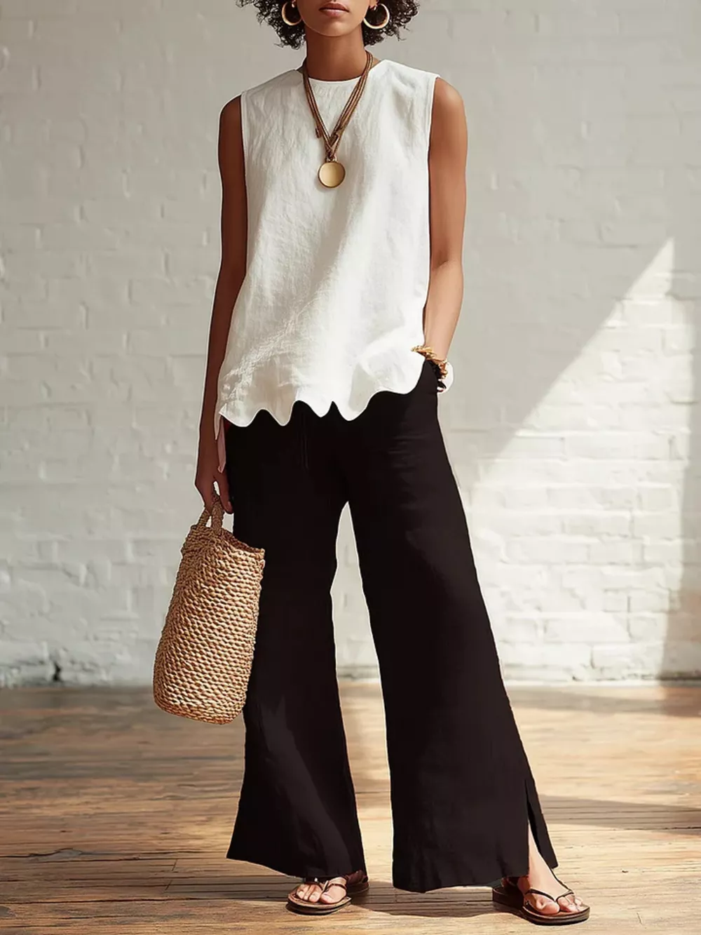 Full Size Scalloped Hem Sleeveless Tank Top Plus Size, image 5
